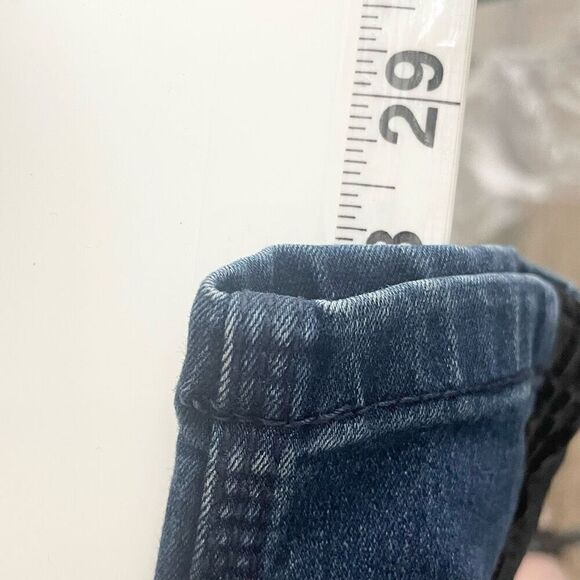 Free People Vegan Leather Trim Blue Skinny 5 Pocket Aquatic Blue Sz 27 - Picture 10 of 12